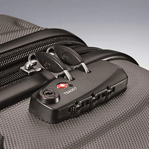 Samsonite Omni PC Hardside Expandable Luggage with Spinner Wheels, Silver, Checked-Medium 24-Inch