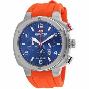 Seapro Men's Watch - Guardian Quartz Blue Dial Orange Rubber Strap | SP3345