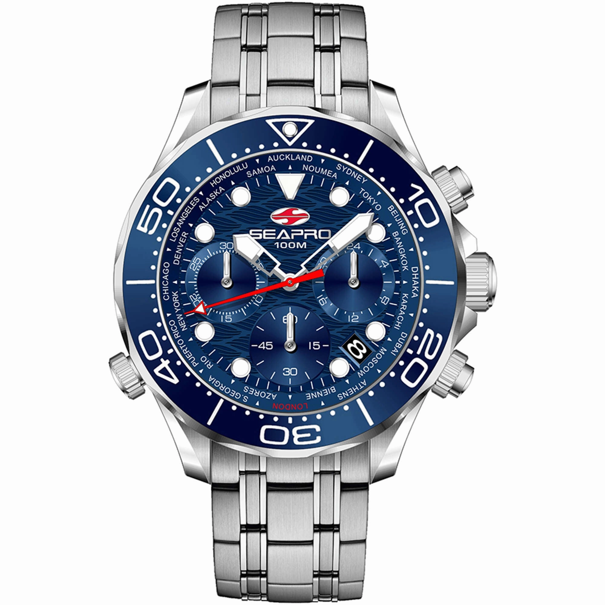 Seapro Men's Watch - Mondial Timer Blue Dial Stainless Steel Bracelet | SP0152