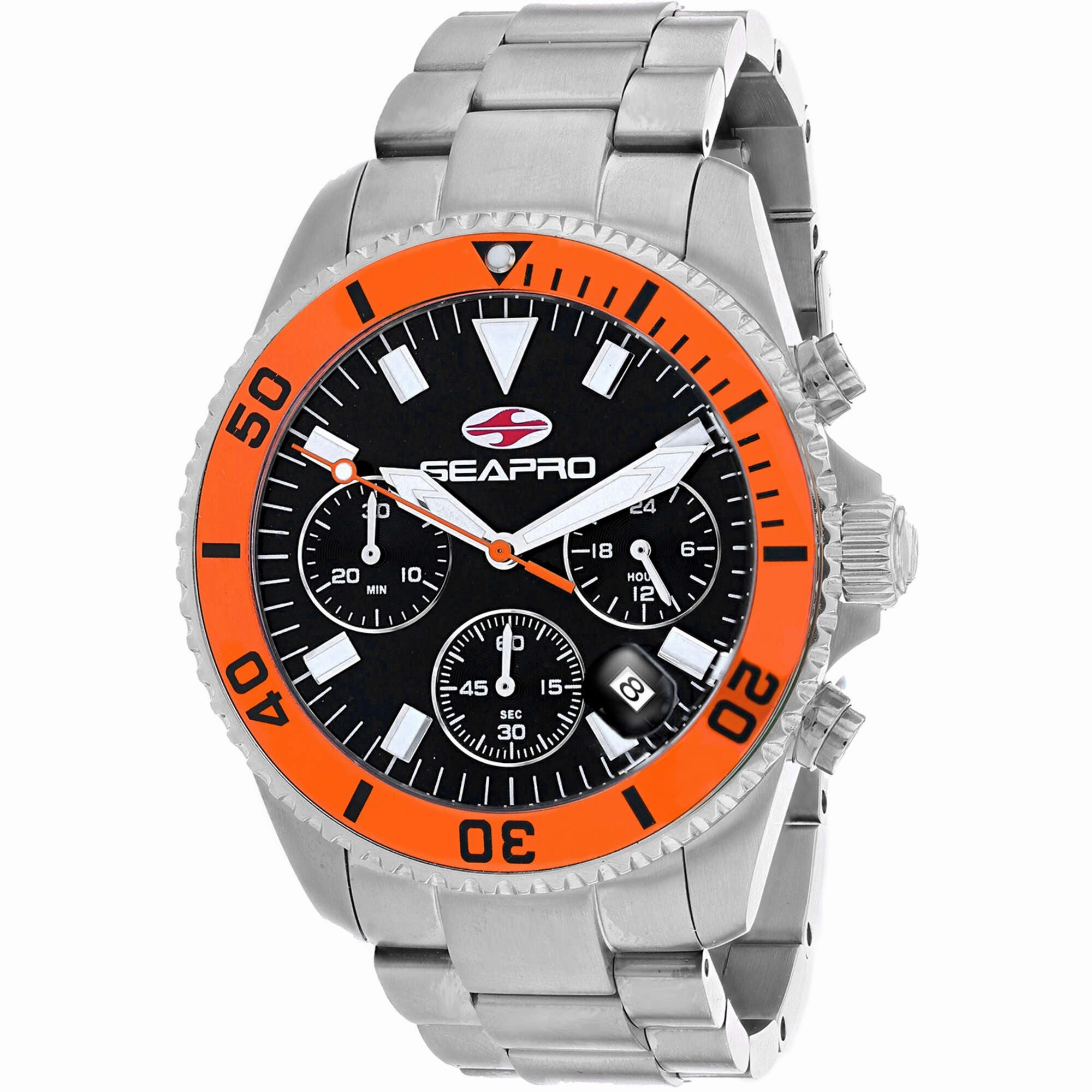 Seapro Men's Watch - Scuba 200 Chrono Black Dial Stainless Steel Bracelet | SP4353