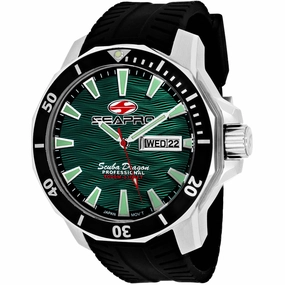 Seapro Men's Watch - Scuba Dragon Diver Quartz Green Dial Rubber Strap | SP8318