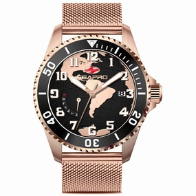 Seapro Men's Watch - Voyager Black Dial Plated Stainless Steel Bracelet | SP4763