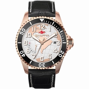 Seapro Men's Watch - Voyager Quartz Rose Gold Case Black Dial Leather Strap | SP2744