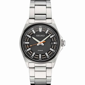 Seiko Men's Watch - Essentials Quartz Black Dial Stainless Steel Bracelet | SUR507