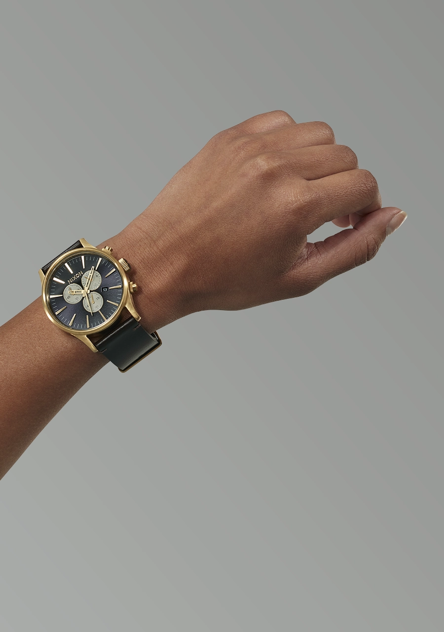 Sentry Chrono Leather - Gold / Indigo / Brown