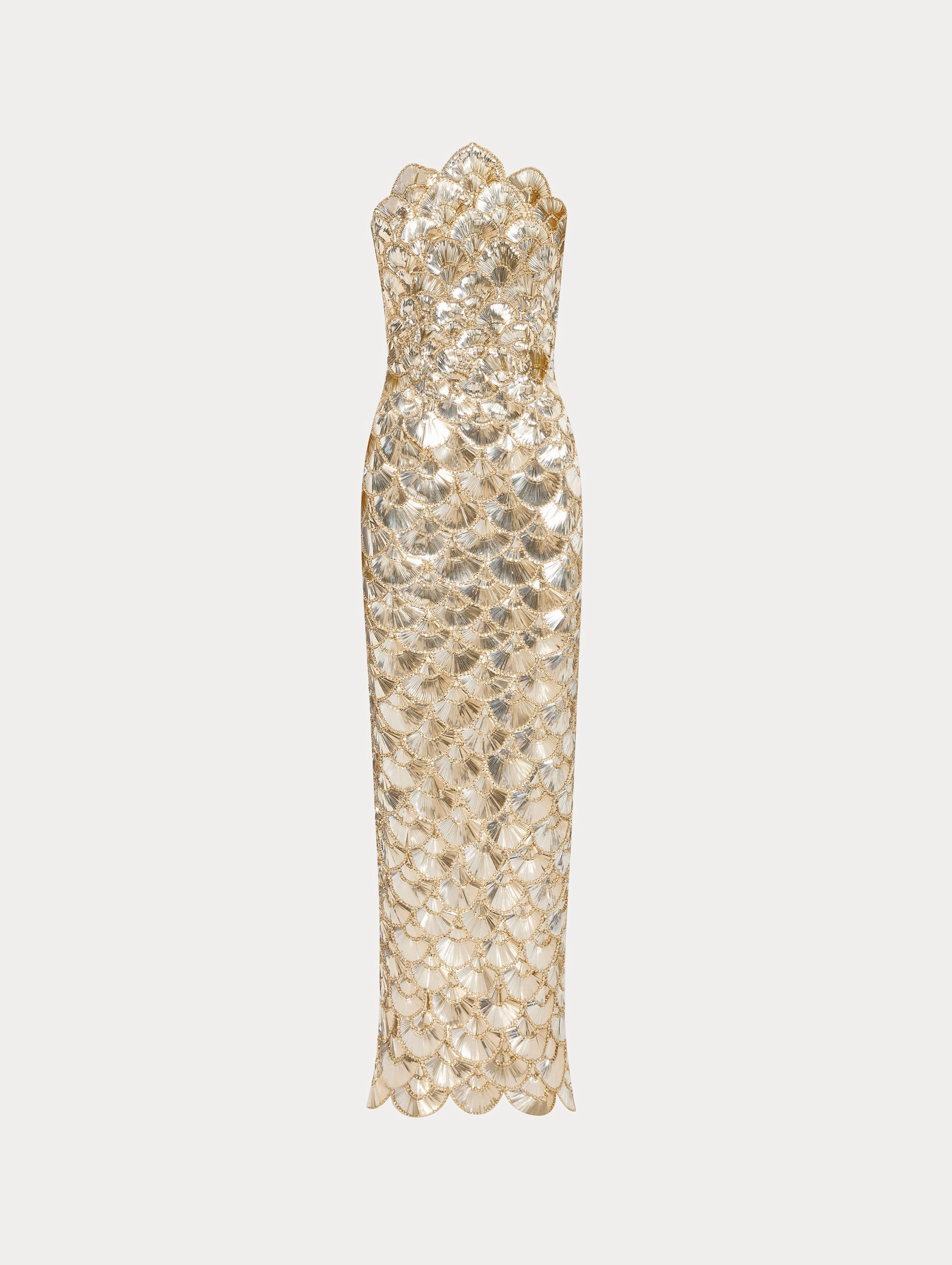 Sequin Scallop Embroidered Gown
