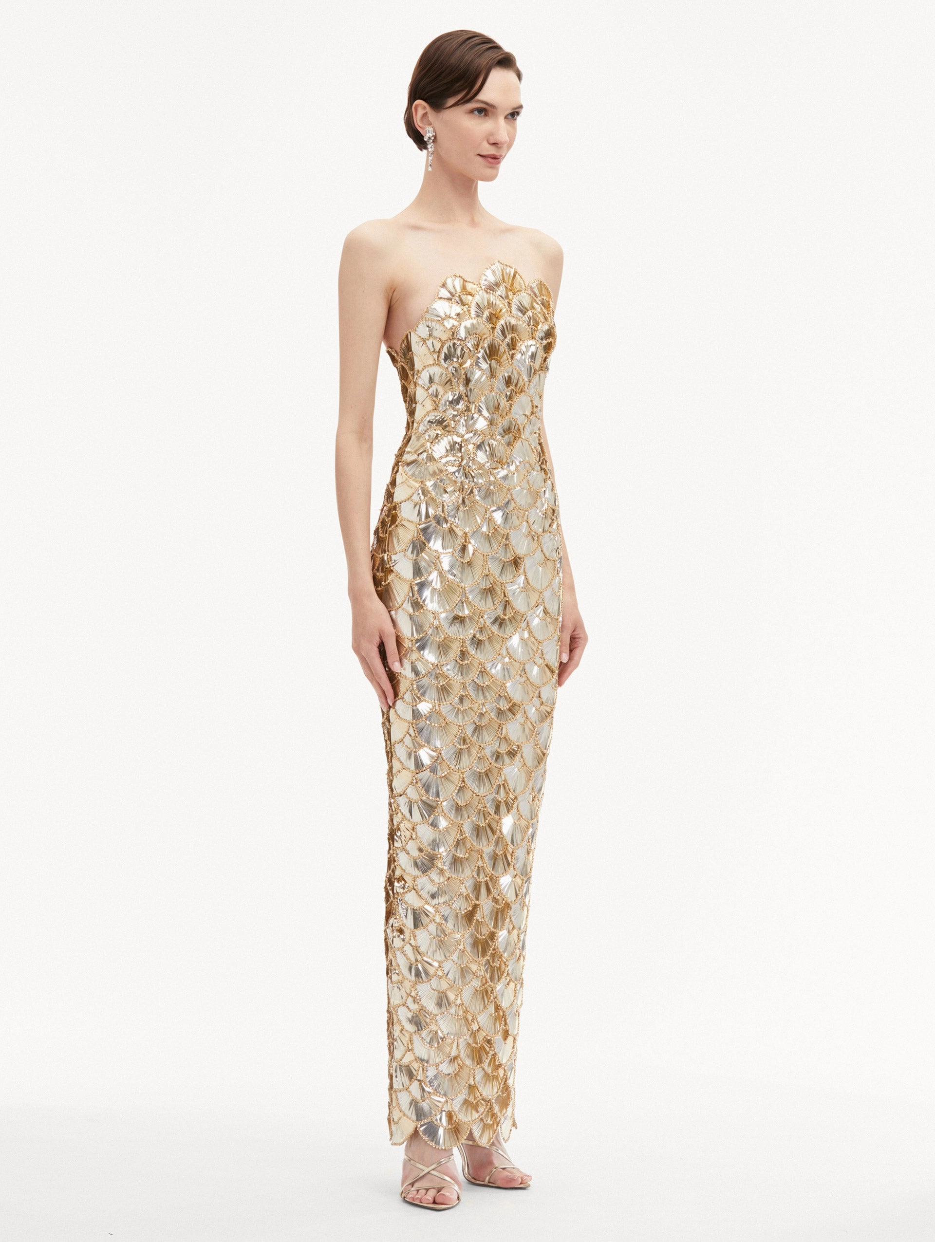 Sequin Scallop Embroidered Gown