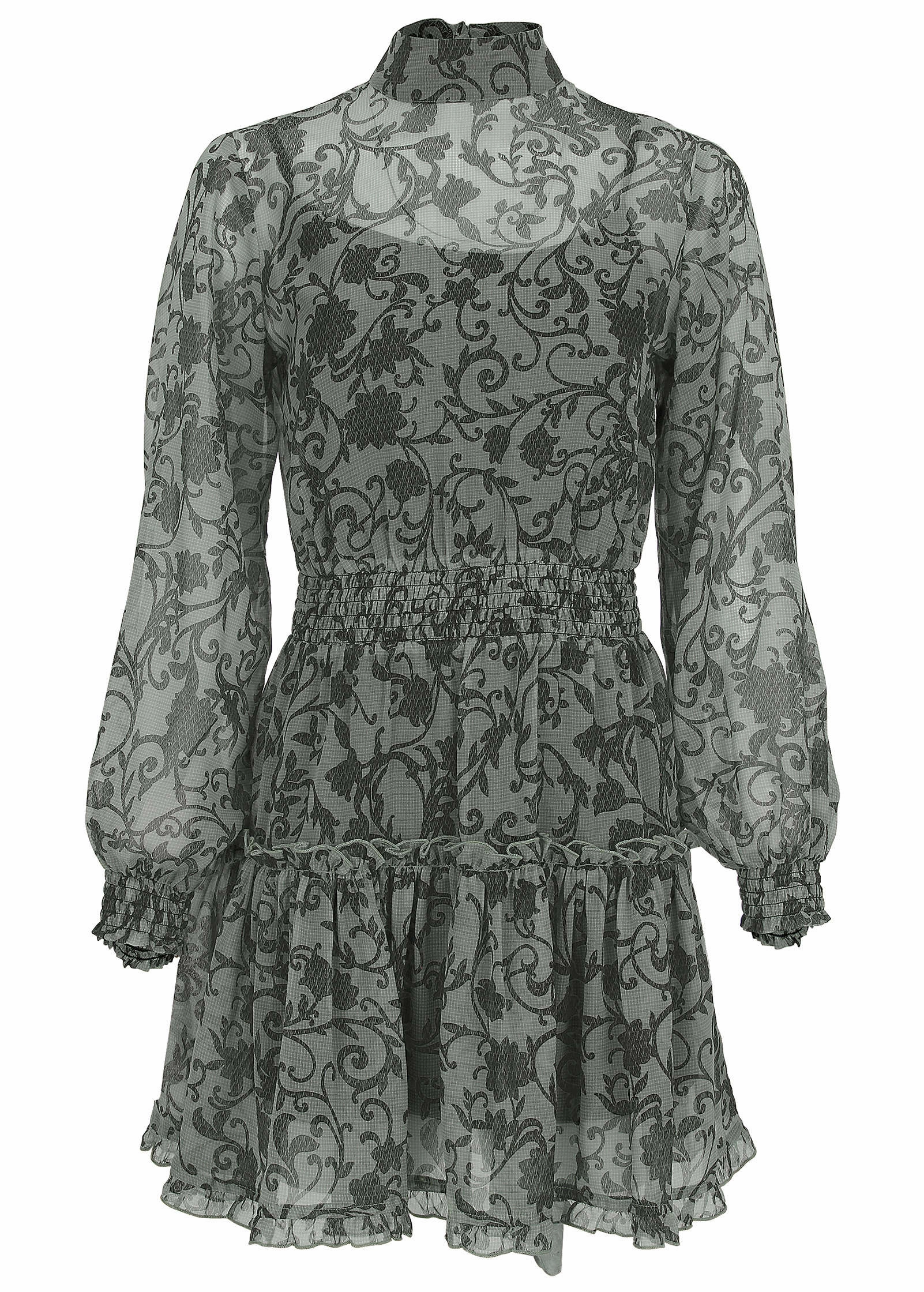 Sheer Ruffle Mini Dress - Menswear Floral