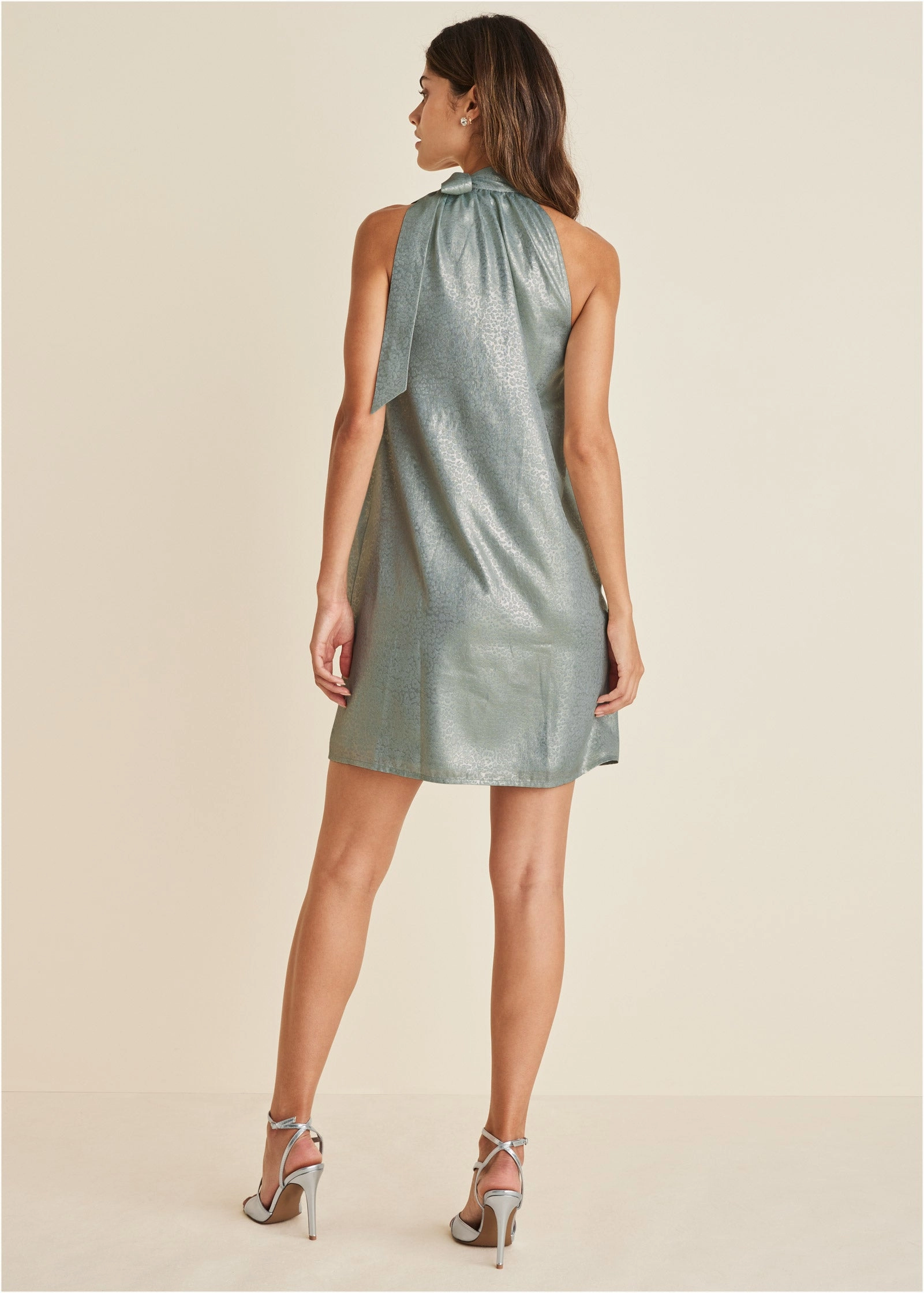 Shimmer Jacquard Mini Dress - Seafoam