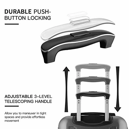 SHOWKOO Luggage Sets Expandable Suitcase Double Wheels TSA Lock (Gray)