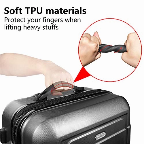 SHOWKOO Luggage Sets Expandable Suitcase Double Wheels TSA Lock (Gray)