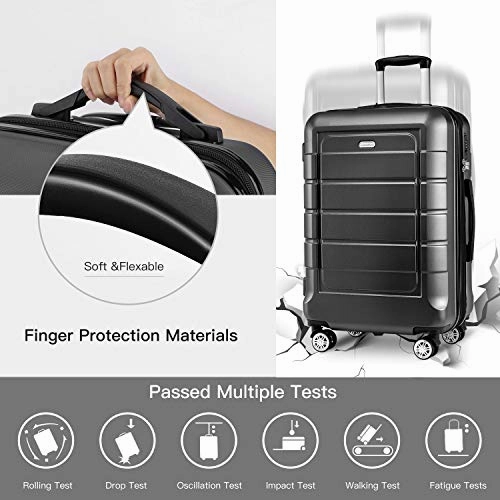 SHOWKOO Luggage Sets Expandable Suitcase Double Wheels TSA Lock (Gray)
