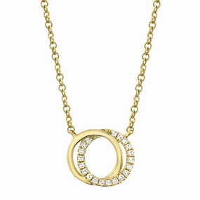 Shy Creation 0.07Ct Diamond Love Knot Circle Necklace SC55009638