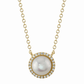 Shy Creation 0.08Ct Diamond & Cultured Pearl Necklace SC55023951