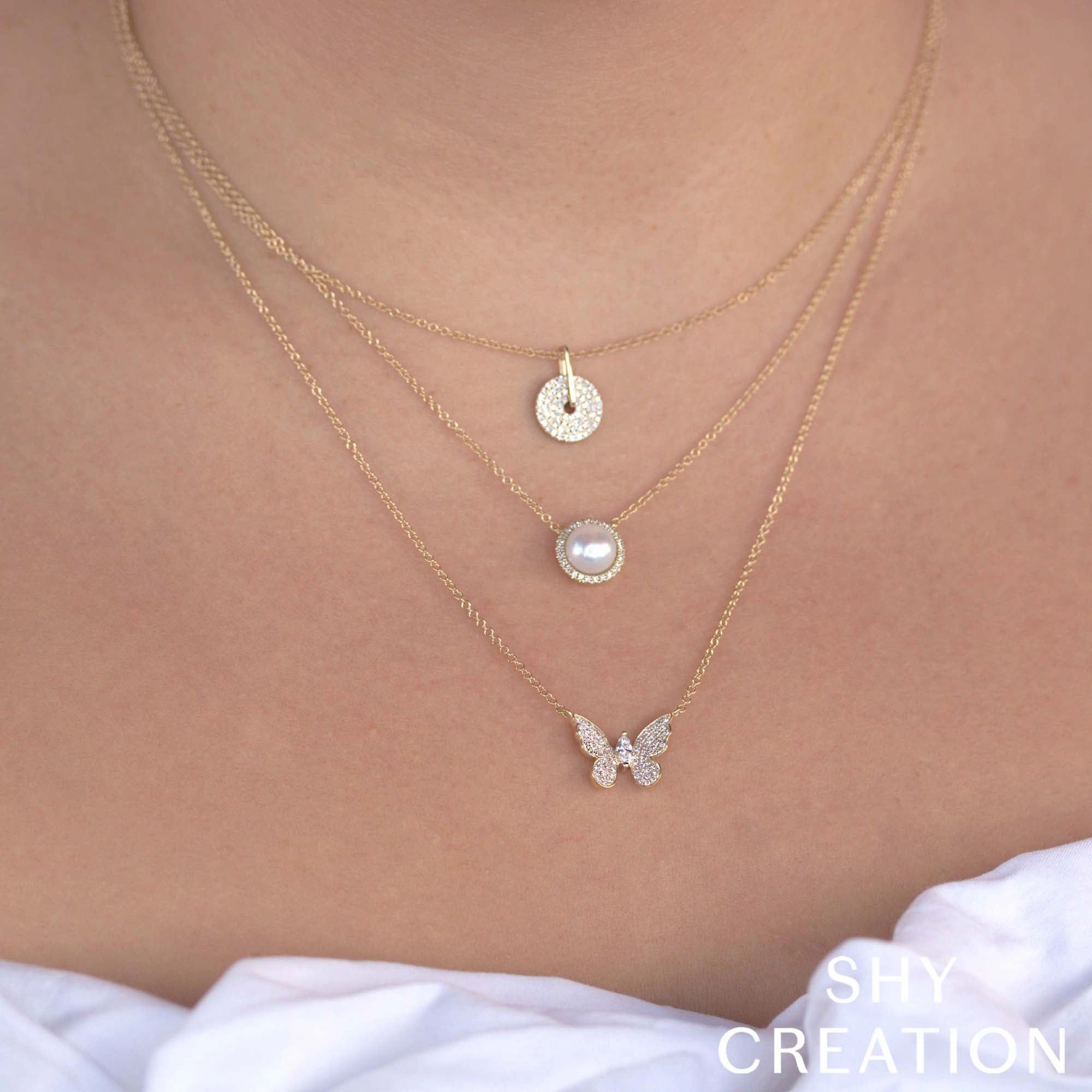 Shy Creation 0.08Ct Diamond & Cultured Pearl Necklace SC55023951