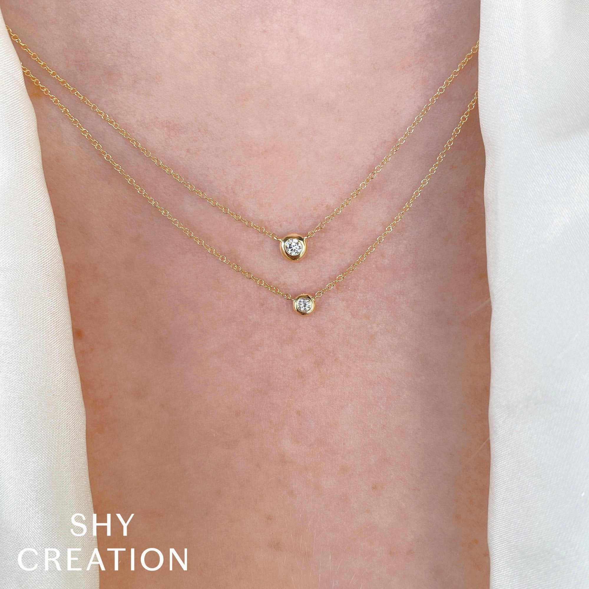 Shy Creation 0.10Ct Diamond Bezel Necklace SC55012538