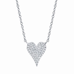 Shy Creation 0.11Ct Diamond Pave Heart Necklace SC55006925