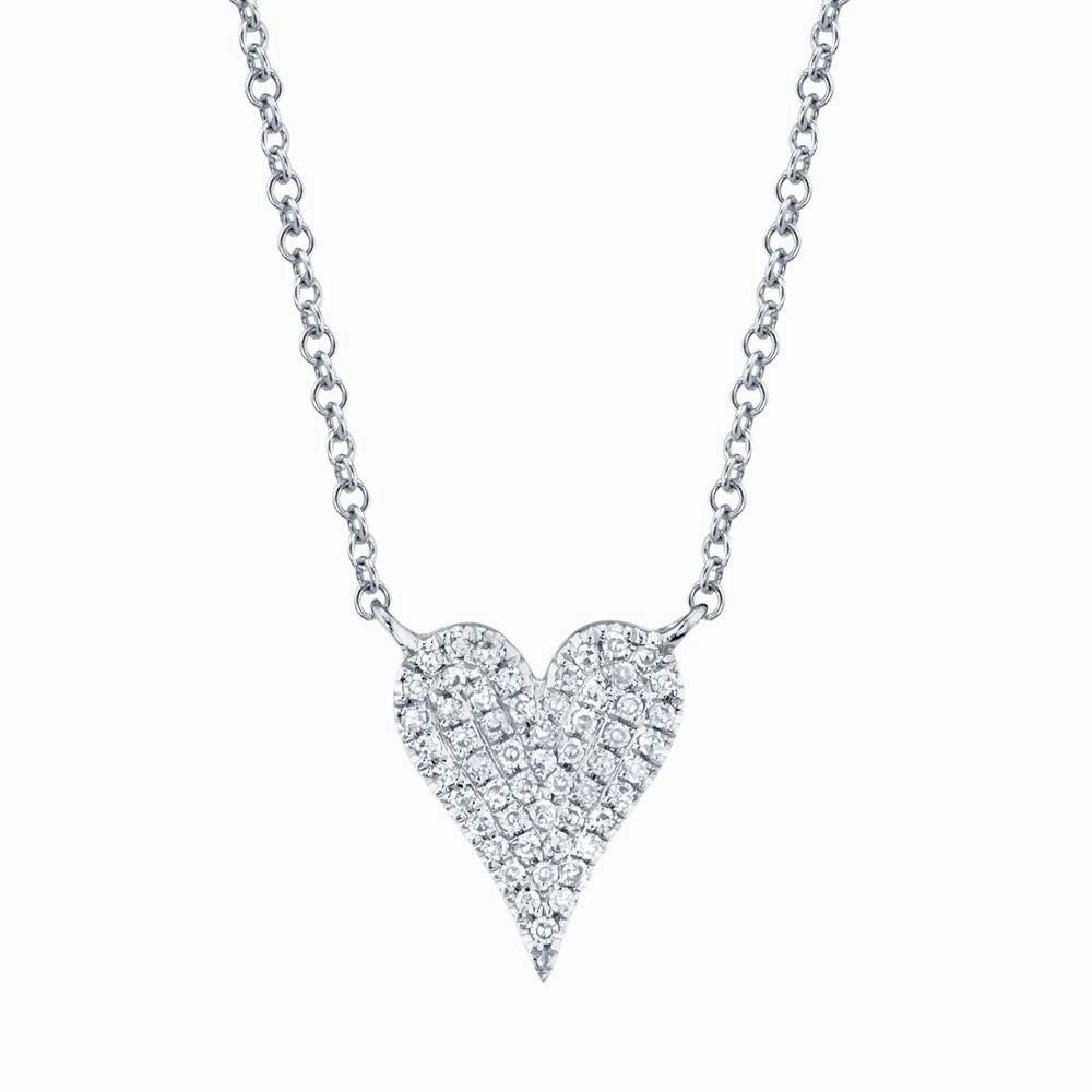 Shy Creation 0.11Ct Diamond Pave Heart Necklace SC55006925