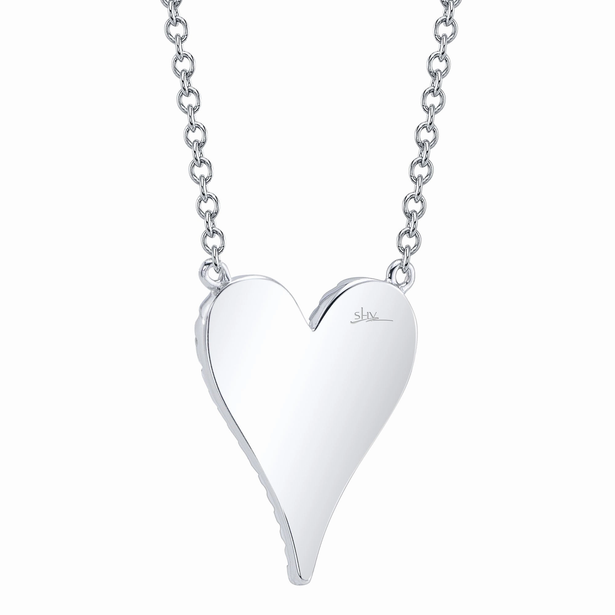 Shy Creation 0.11Ct Diamond Pave Heart Necklace SC55006925