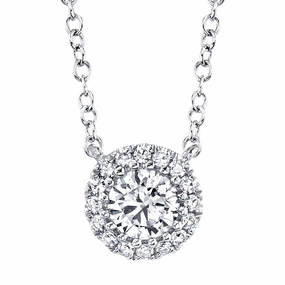 Shy Creation 0.20Ct-Ctr(Round) 0.05Ct-Side Diamond Necklace SC55005792