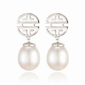 Silver Shou & Pearl Drop Earrings