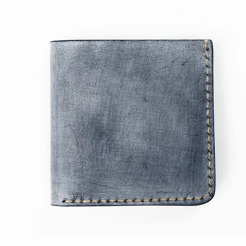 Simple SLim  Handmade Cool Mens Black billfold Wallet Blue Card Wallet Brown Wallet For Men