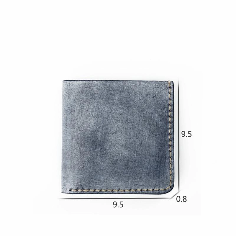 Simple SLim  Handmade Cool Mens Black billfold Wallet Blue Card Wallet Brown Wallet For Men