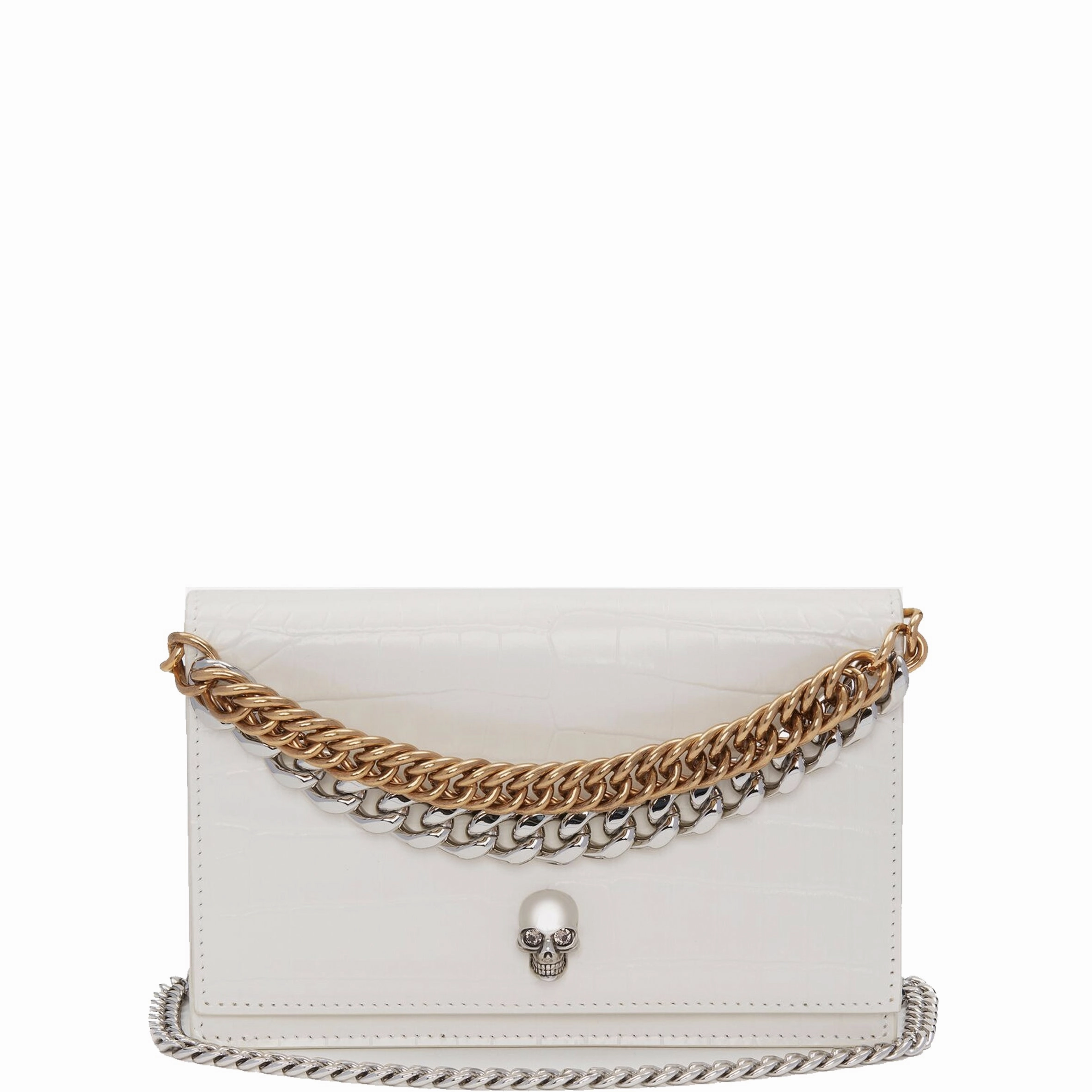 Skull Mini Bag 2 Chain Croc ,Soft Ivory