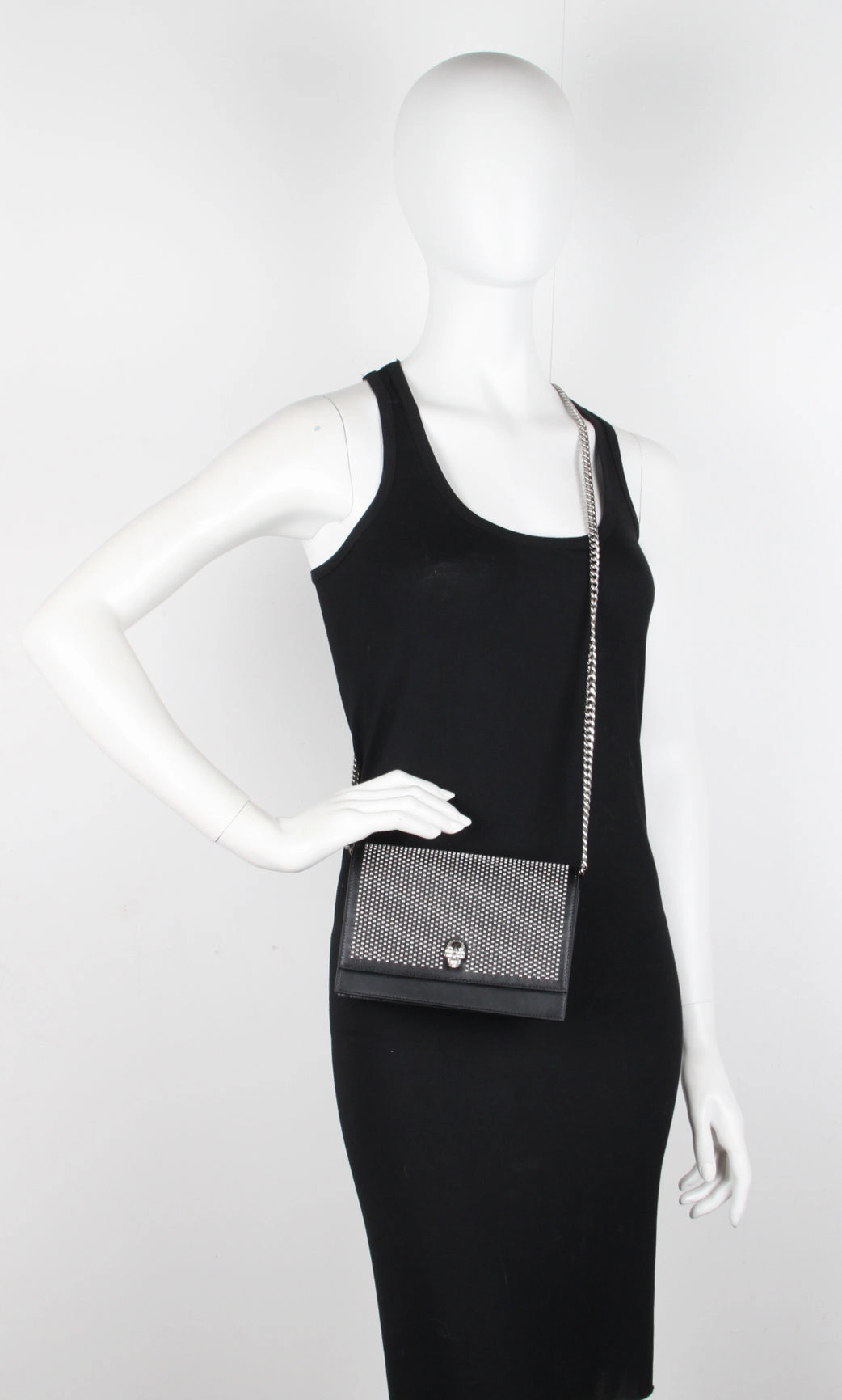 Skull Mini Bag Studded, Black/Silver