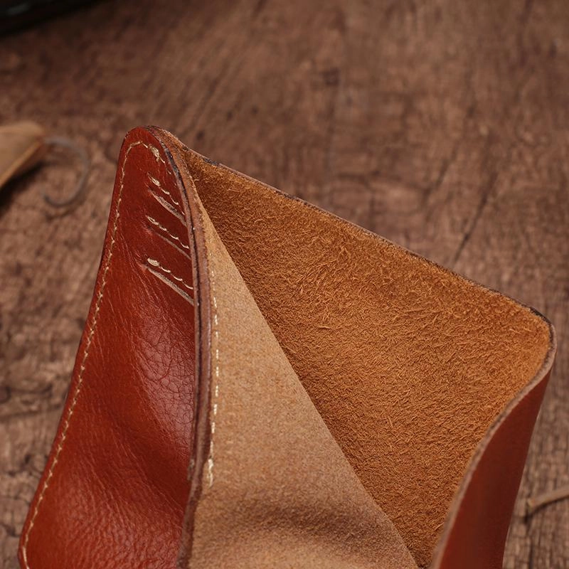 Slim Mens Black Leather Vertical Small billfold Wallet Bifold Brown Small Wallet for Men