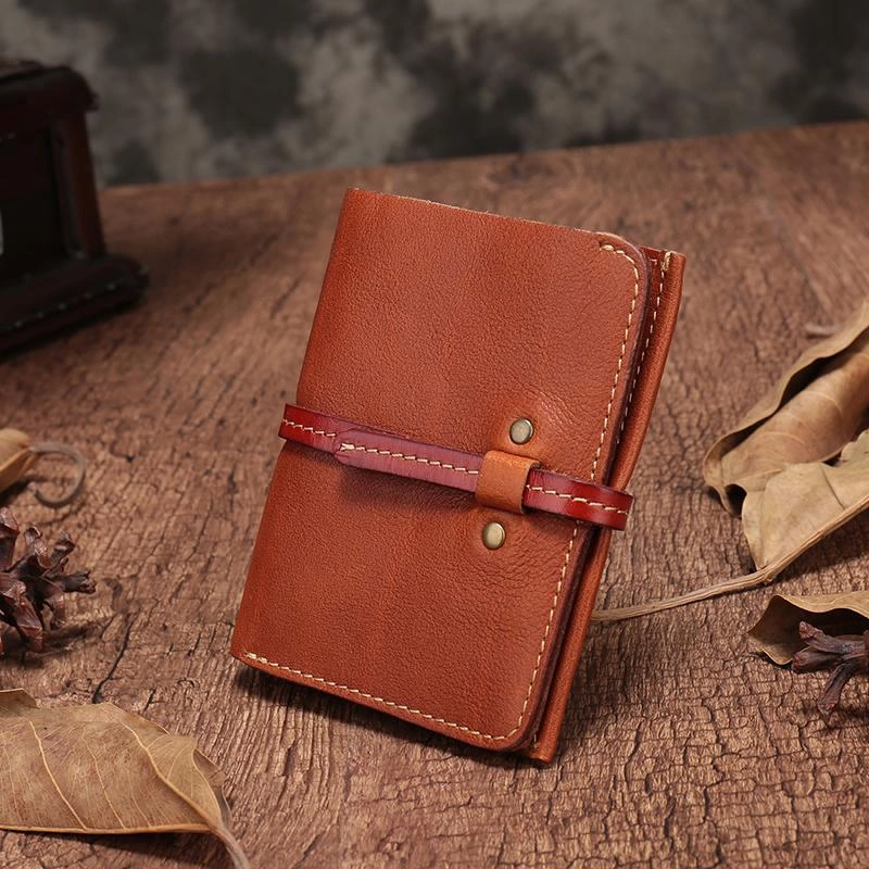 Slim Mens Black Leather Vertical Small billfold Wallet Bifold Brown Small Wallet for Men