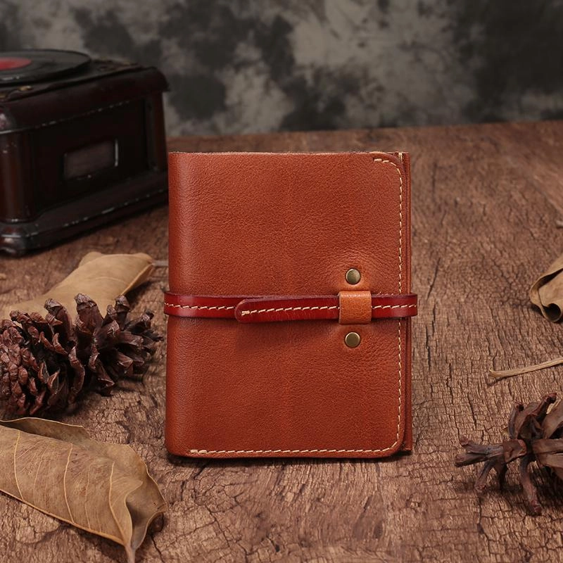 Slim Mens Brown Leather Vertical Small billfold Wallet Bifold Black Small Wallet for Men