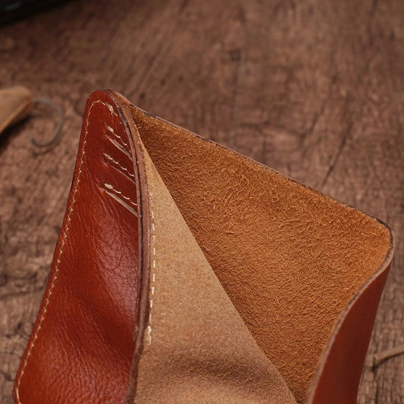 Slim Mens Brown Leather Vertical Small billfold Wallet Bifold Black Small Wallet for Men