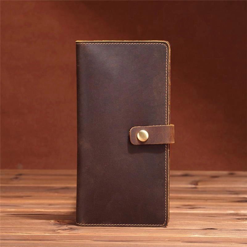 Slim Mens Leather Bifold Long Wallet Bifold Long Wallet for Men