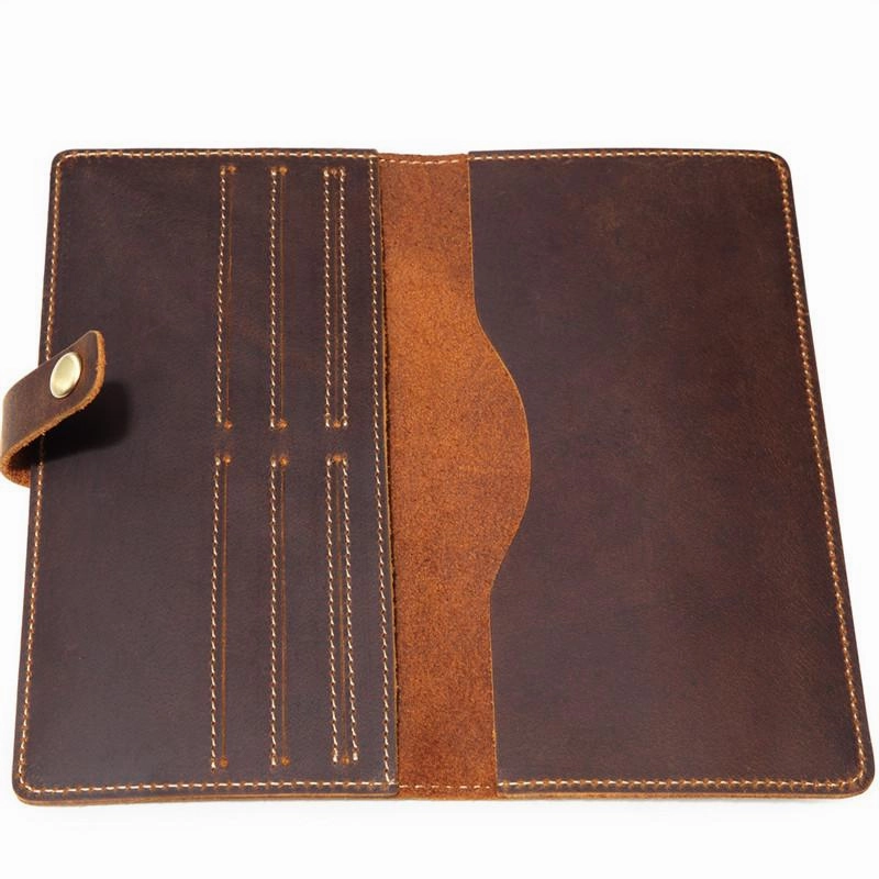 Slim Mens Leather Bifold Long Wallet Bifold Long Wallet for Men