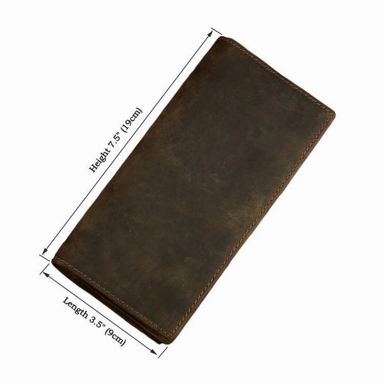 Slim Vintage MENS Leather Bifold Wallet Long and Small Wallet billfold Wallet for MEN