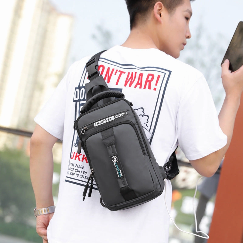 Solid Color Oxford Cloth Men's Crossbody Bag