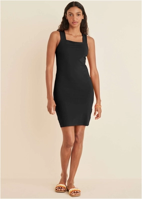 Square Neck Tank Dress - Black