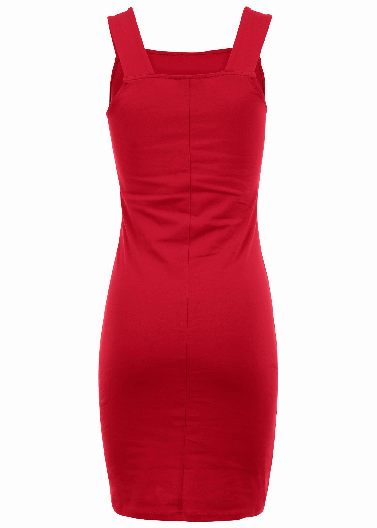 Square Neck Tank Dress - Red