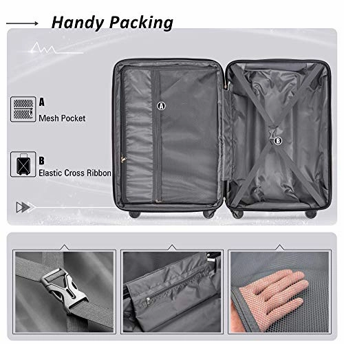 SSLine 3-Piece Hard-Shell Luggage Set with Spinner Wheels and TSA Lock Modern Elegant Expandable Travel Suitcase Lightweight Hardside Carry On Suitcase Set with 20" 24" 28" (A Type-Dark blue)