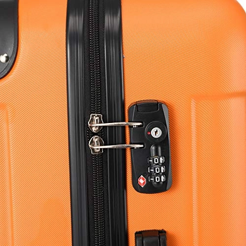 SSLine 3 Piece Luggage Sets Hardshell Spinner Luggages Swivel Wheels Suitcase Portable Rolling Trolley Case - 20" 24" 28" Spinner Suitcases Orange