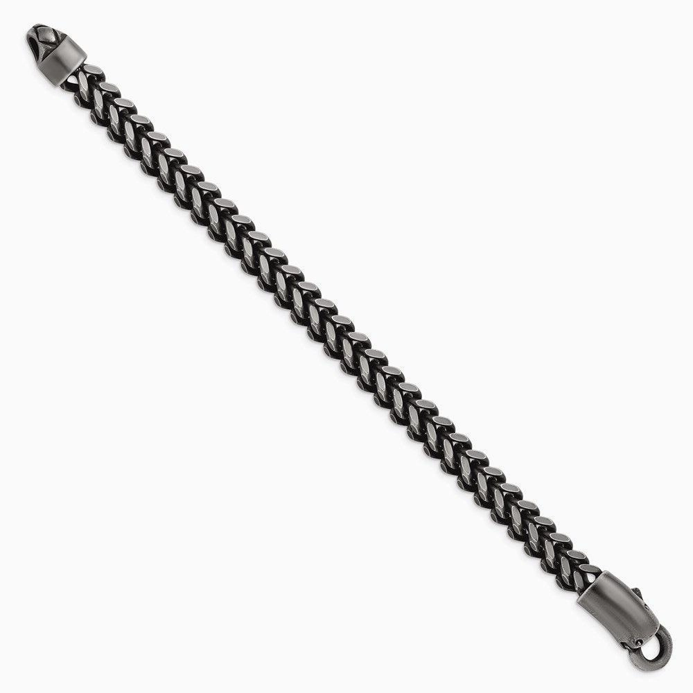 Stainless Steel Antiqued and Brushed Heavy Wheat 9in Bracelet