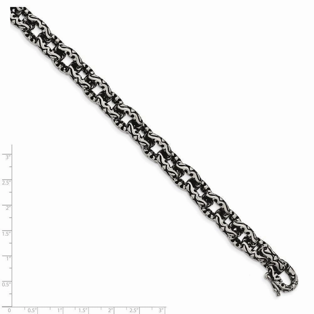 Stainless Steel Antiqued and Textured 8.25in Bracelet