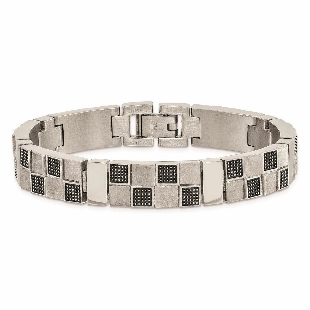 Stainless Steel Antiqued Brushed and Polished Bracelet