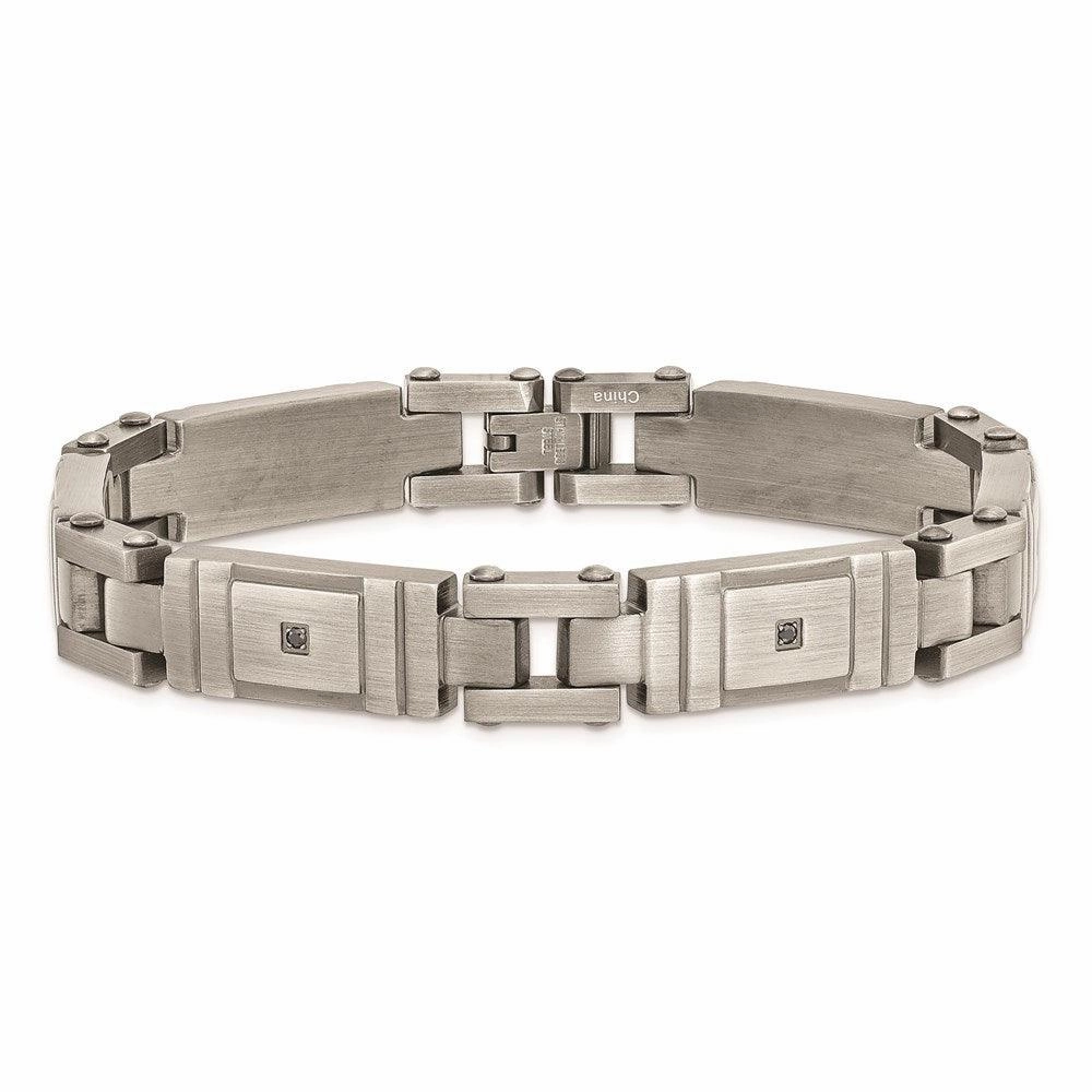 Stainless Steel Antiqued Brushed CZ Bracelet