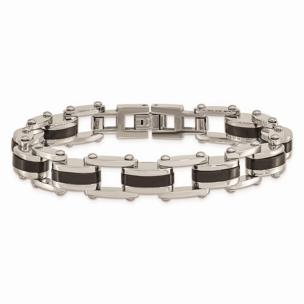 Stainless Steel Black IP-plated 8.50in Bracelet