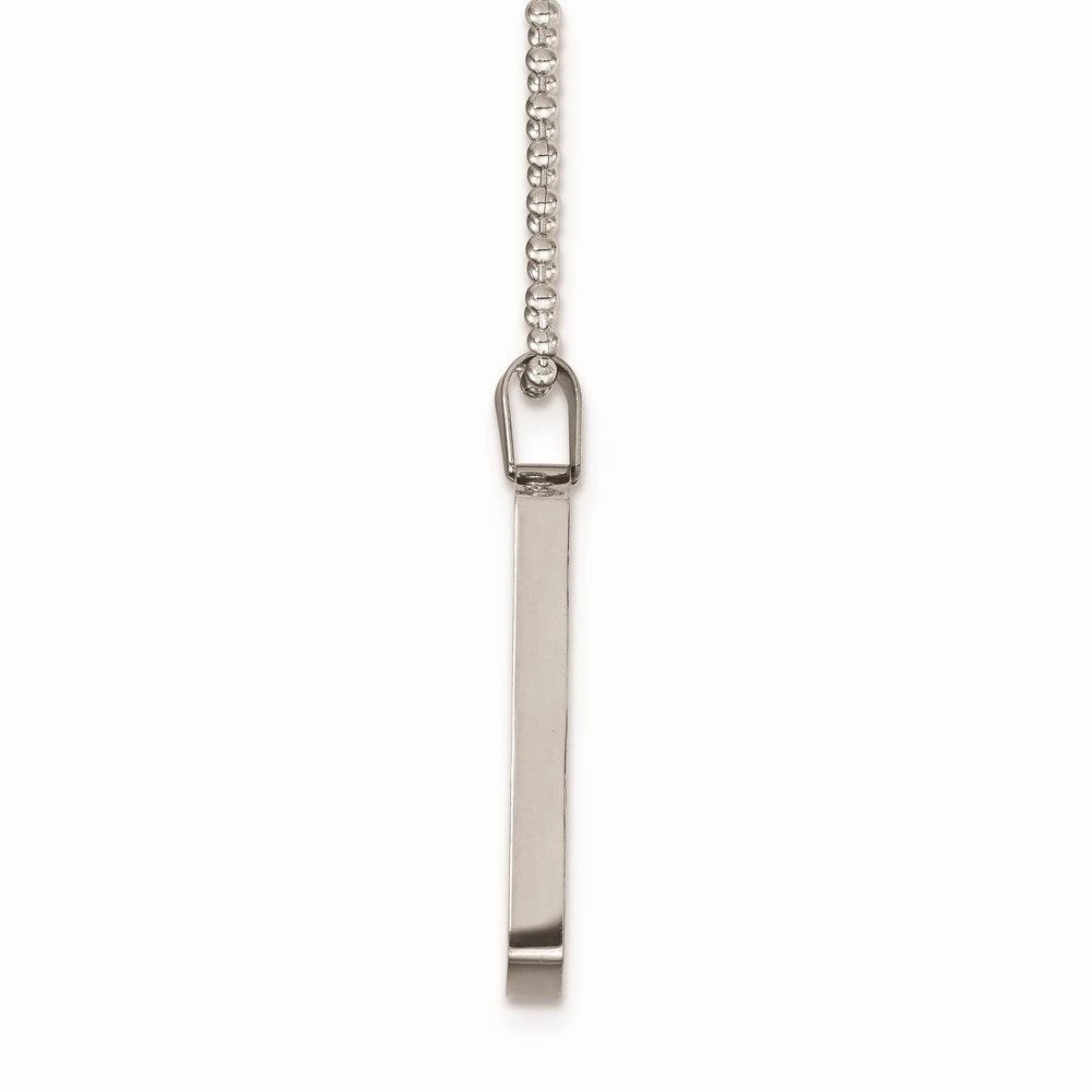 Stainless Steel Brushed & Polished Rounded Edge 4mm Thick Dog Tag Necklace