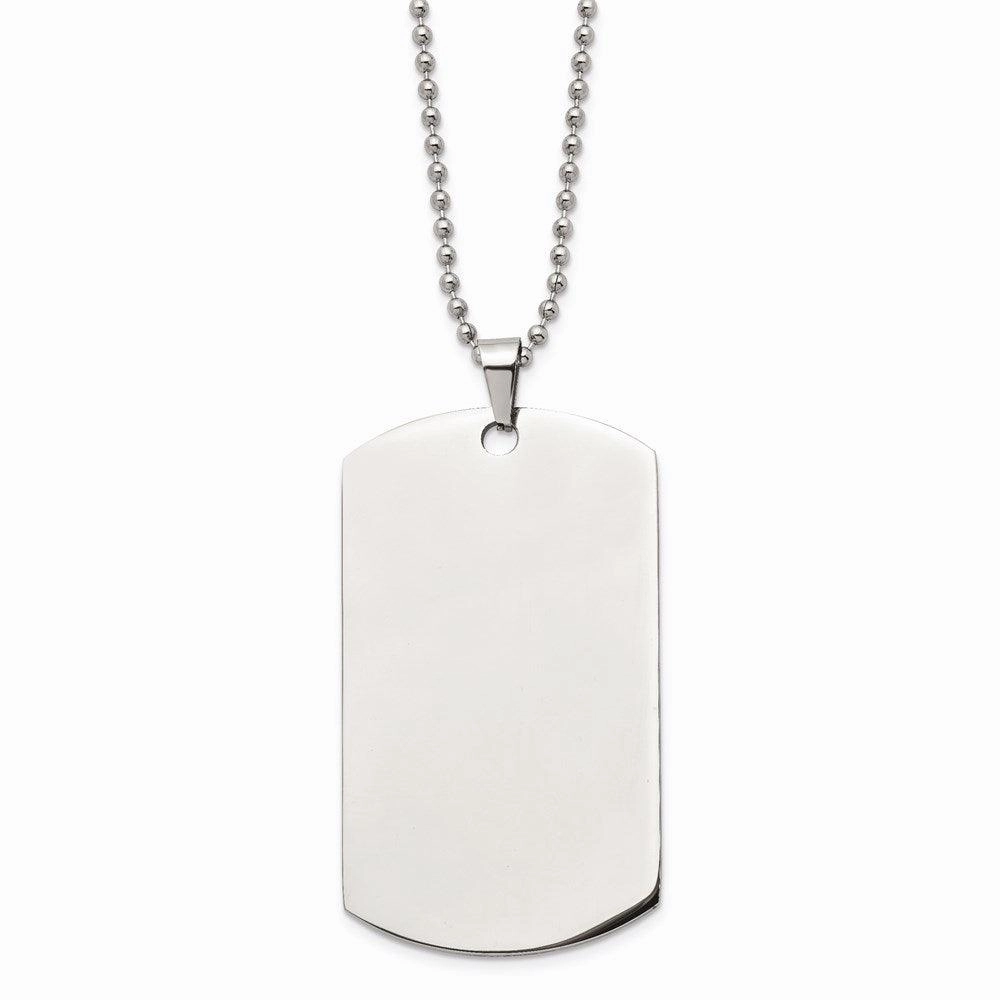 Stainless Steel Brushed & Polished Rounded Edge XLarge 2mm Dog Tag Necklace