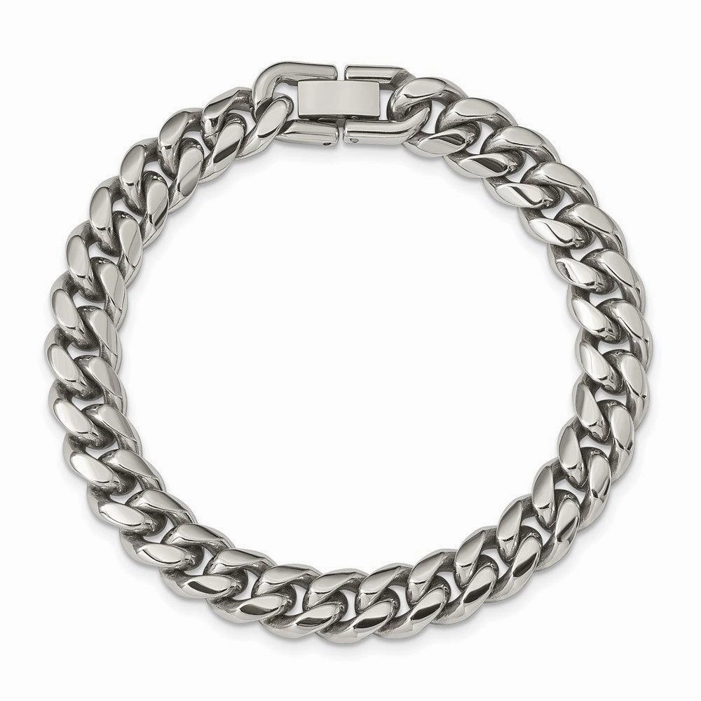 Stainless Steel Polished 8.25in Curb Chain Bracelet