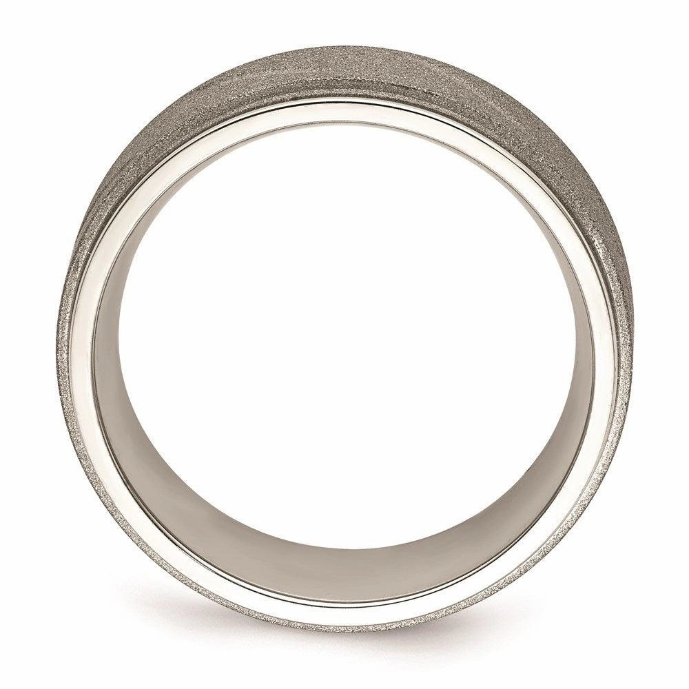 Stainless Steel Polished and Satin Beveled Edge 8mm Band
